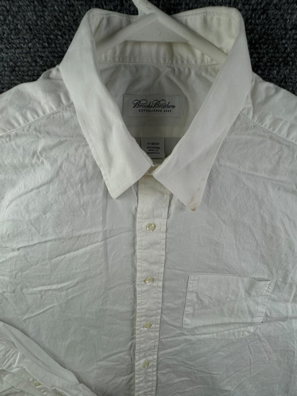 Brooks Brothers Men Cotton Adult Button Up Shirt Long Sleeve White 17 36/37 **
